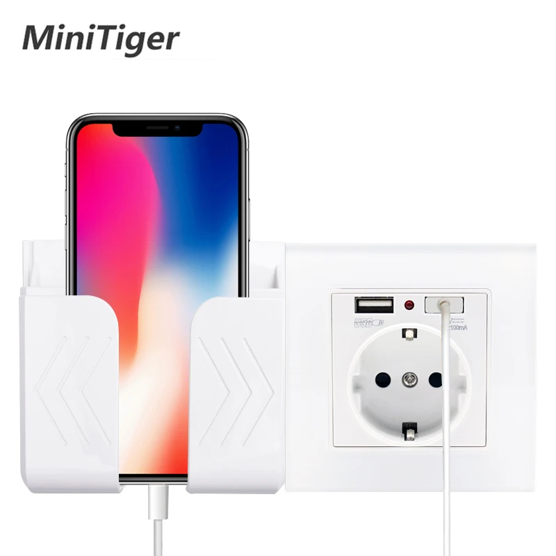 

Esooli Wall Socket Phone Holder Smartphone Accessories Stand Support For Mobile Phone Apple Samsung Huawei Phone Holder