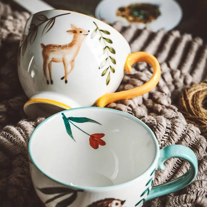 Креативная керамическая чашка с ручной росписью в виде животного термостойкая