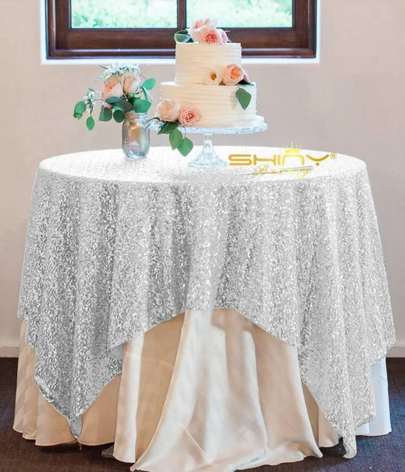 Mermaid Sequin Tablecloth 50x72-Inch Silver Rectangular Tablecloths Fabric Table Cloth for Wedding/Birthday/Party Decor | Аксессуары для