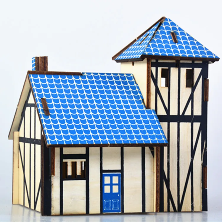 

DIY Model toys 3D Wooden Puzzle-Western farmhouse Wooden Kits Educational Puzzle Game Assembling Toys Gift for Kids Adult P7