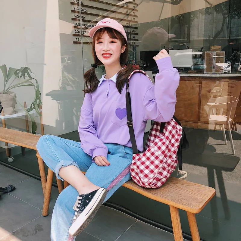 Весенние женские толстовки с капюшоном с длинным рукавом Kawaii Boyfriend style, осенняя уличная Толстовка Харадзюку с милым принтом сердца, Женская толстовка