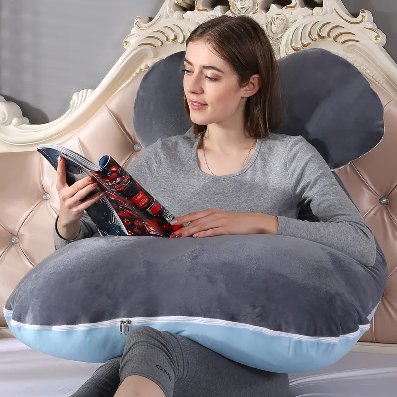 Almohada Lumbar suave para embarazadas, coj&iacute;n de protecci&oacute;n lateral multifunci&oacute;n, tipo U, Gravida, 140x80cm, env&iacute;o directo-3