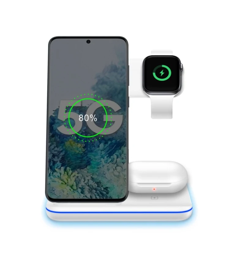 

3 in1 15W Wireless Charger Stand Dock for iPhone 11 Pro Xs Max 8 X Fast Wireless Charging for Apple Watch 5 4 3 2 Airpods Pro 2