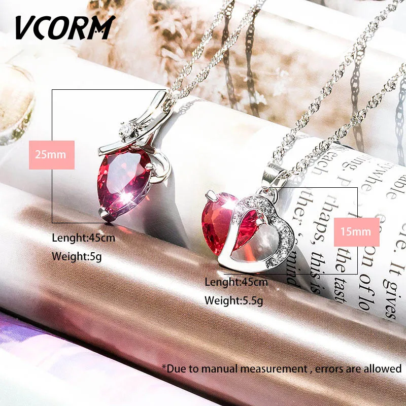 

VCORM Couple Initial Heart Crystal Necklaces Women Statement Sweet and Romantic Nostalgic Fashion Necklace 2021Bohemian Jewelry