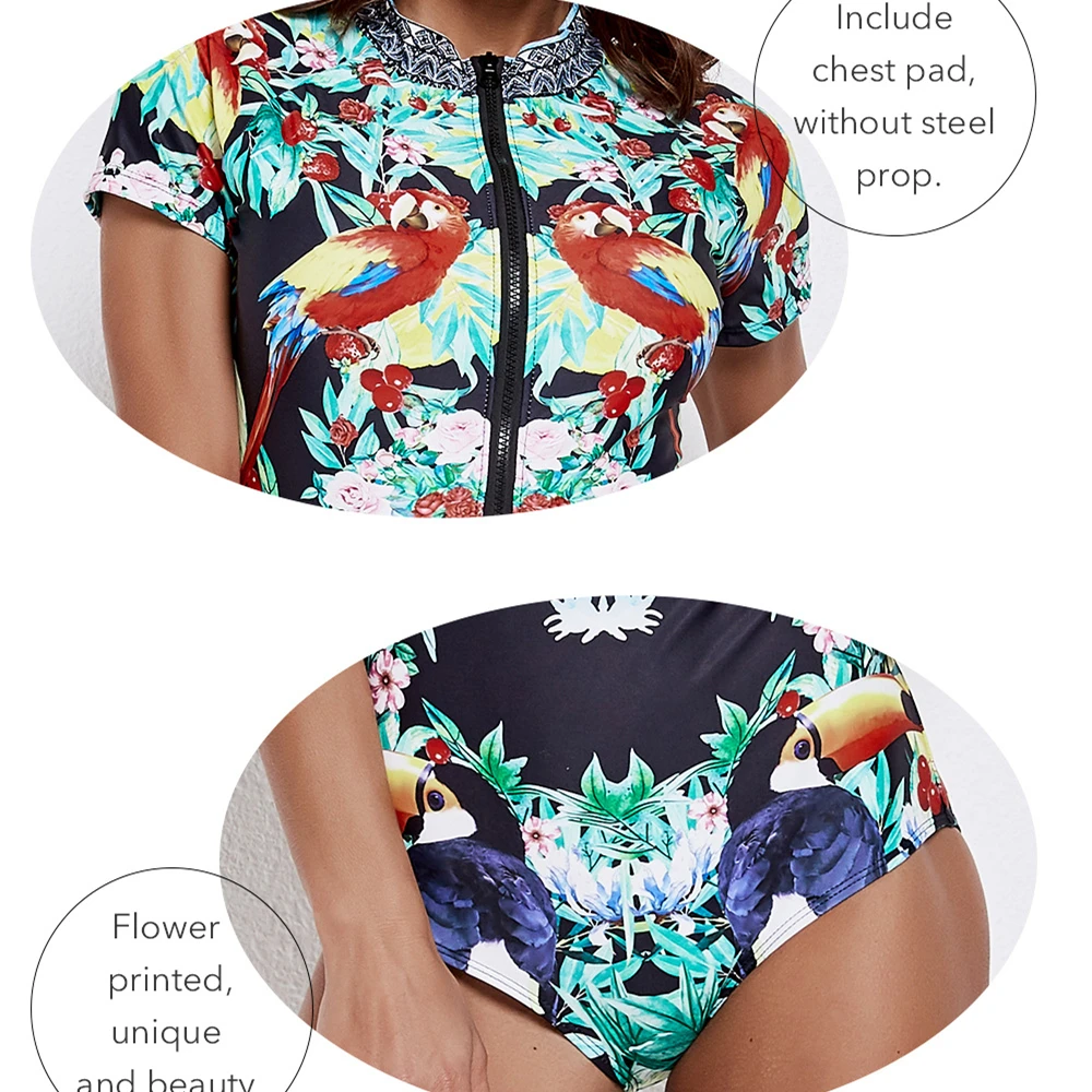 

One Piece Swimsuits Beach Body Suits Sexy Women Rash Guards Female Front Zipper Surfing Diving Swimwear Swimming Bathing Suit