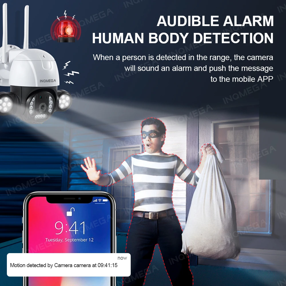 INQMEGA 5MP PTZ Камера TUYA Smart двор Водонепроницаемый в дневное и ночное время полный