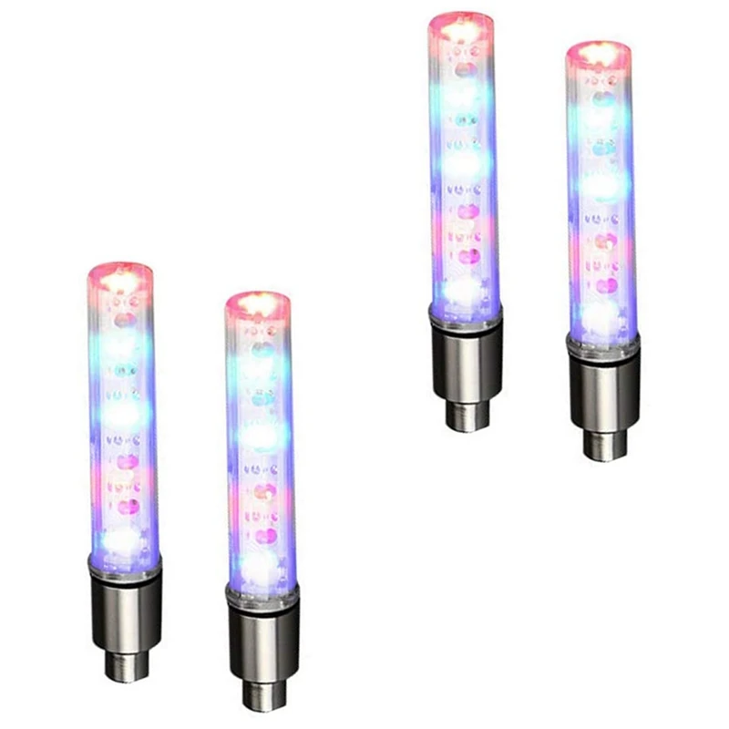 

4 Pcs Led Bike Wheel Lights, 5 Led Bulbs in 3 Colors with 7 Modes, Waterproof Bike or Motorcycle Tire Valve Stem Light