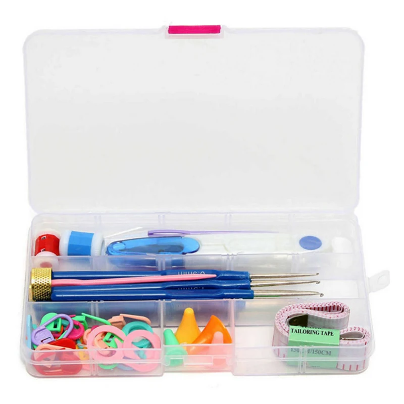 

57Pcs/Set Crochet Hooks Set Plastic Handle Stainless Steel Knitting Needles Knitting Needle Set Yarn Sweater Weave Craft Tools