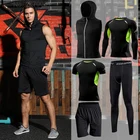 Набор для бега в тренажерном зале для мужчин, спортивный костюм, спортивная одежда для бега на открытом воздухе, мужская спортивная одежда для фитнеса, тренировочный костюм для сухой посадки, ММА