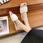 Женские универсальные плиссированные шлепанцы на низком каблуке, шлепанцы на массивном каблуке с юбкой, лето 2021