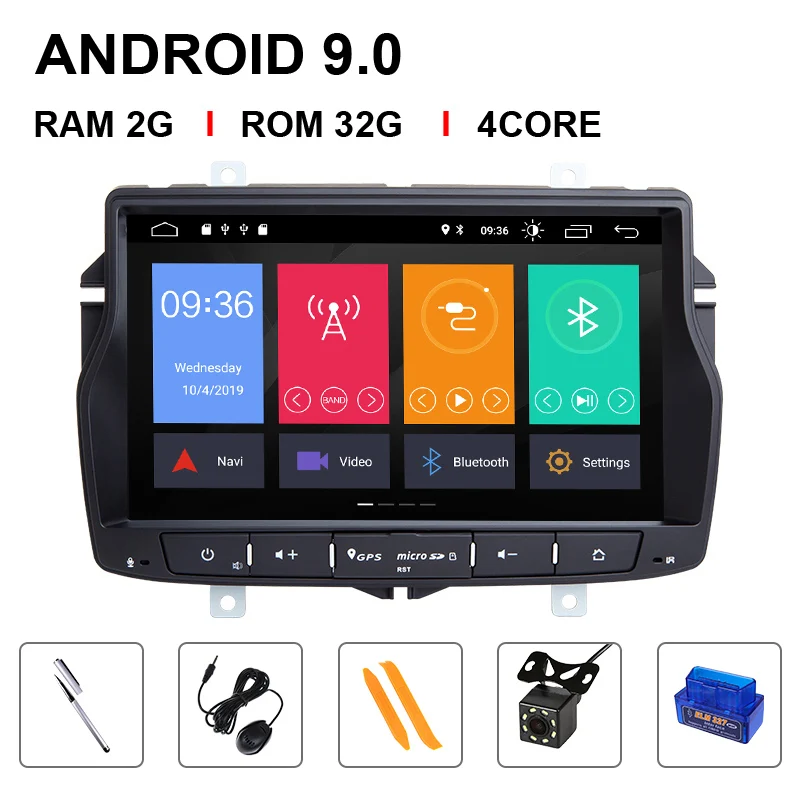 Ips DSP 4G 64G2 Din Android 9,0 gps Автомагнитола для Лада Веста- стерео навигация Мультимедиа Аудио головное устройство NOdvd плеер - Цвет: 4 Core 32ROM OBD Cam