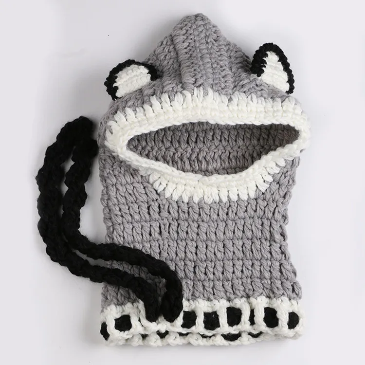 Manual Knitting Girls Keep Warm Coarse Wool Hat Cartoon Seven kinds Fox Weave Hat Kitty Squirrel Little Bear Rabbit Cloak Hat