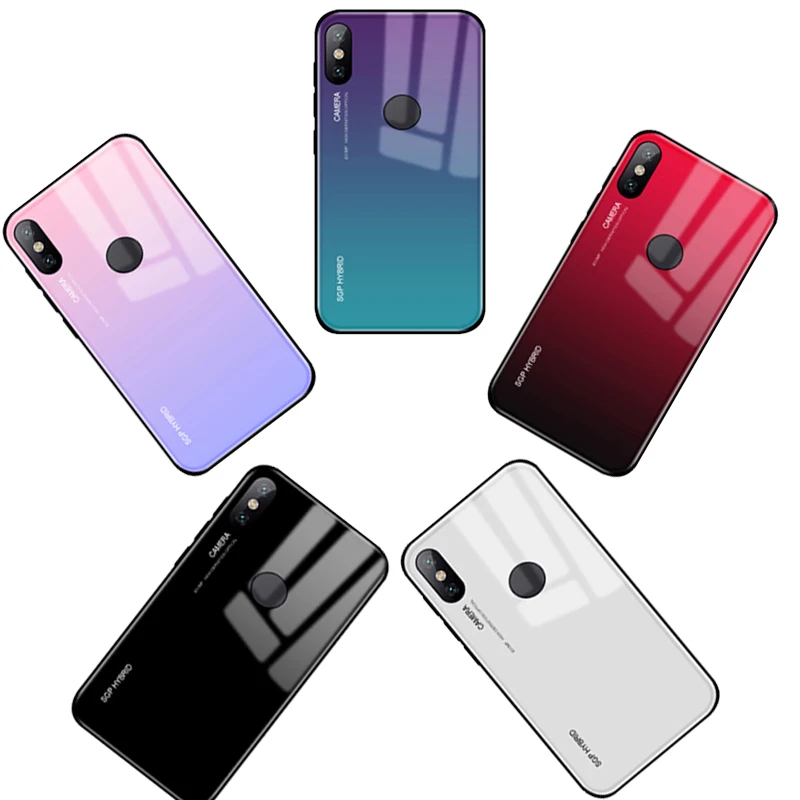 Градиентный чехол для Xiaomi Redmi K20 6a 5a s2 5plus Note 5 6 7 Pro 4x4 Xiomi Xiami чехол из закаленного стекла задняя крышка силиконовые чехлы