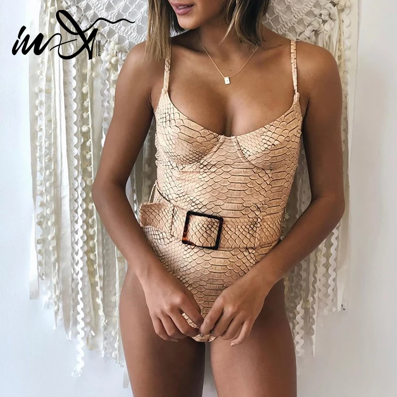 In X сексуальное боди пуш ап цельный купальник женский со змеиным принтом пояс