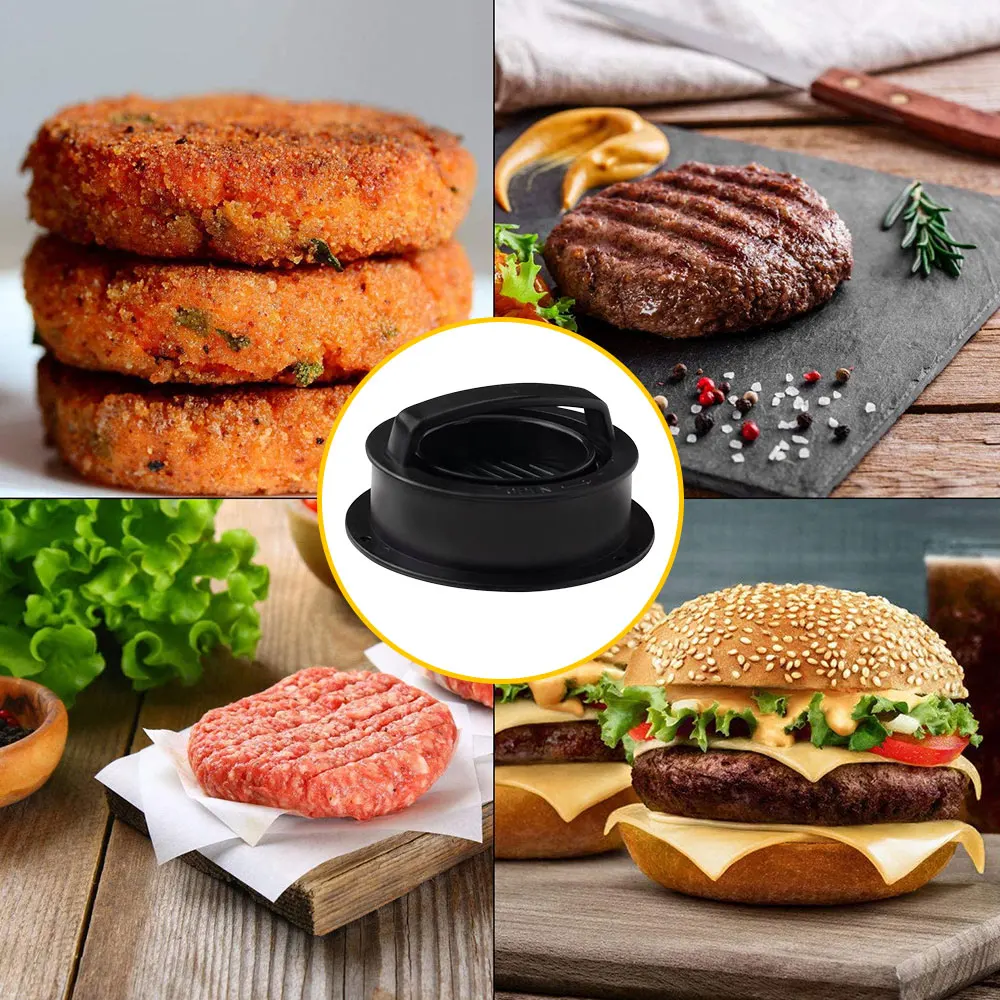 

ABS Hamburger Press Meat Pie Stuffed Burger Press Mold Maker with Baking Paper Liners Round Shape Non-Stick Patty Kitchen Tools