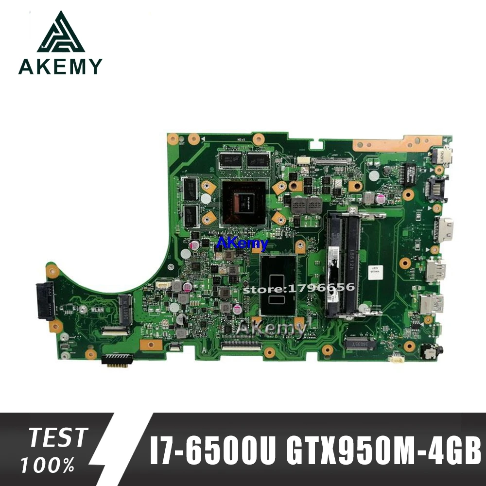 Akemy X756UX MAIN_BD./I7-6500U GTX950M-4GB Материнская плата Asus X756U X756UXM K756U X756UB ноутбук материнская плата Тест проведен DDR3