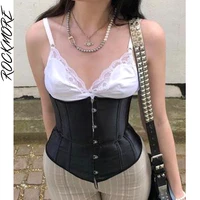 rockmore sexy gothic underbust corset women waist cincher bustiers top workout shape body belt lingerie party corselet black