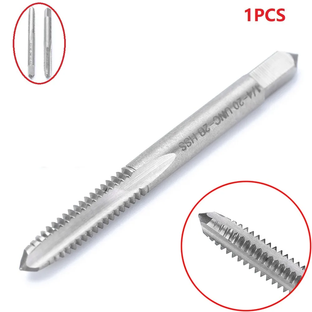 

1pc 1/4-20 UNC-2B HSS Right Hand Thread Drill Screw Tap 70mm Spiral Point Straight Flute Hand Drilling Tools Screw Tap HSS