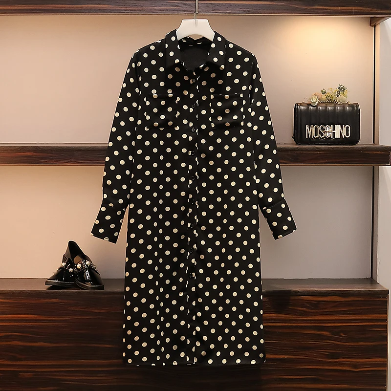 Фото Two-piece Set Women Clothes 2019 Autumn Korean Oversized New Dot Long Sleeve Shirt Dress +vest Sweater Suits XL-5XL Женская одежда Two-piece Set Women Clothes 2019 Autumn Korean Oversized New Dot Long Sleeve Shirt Dress +vest Sweater Suits XL-5XL Женская одежда