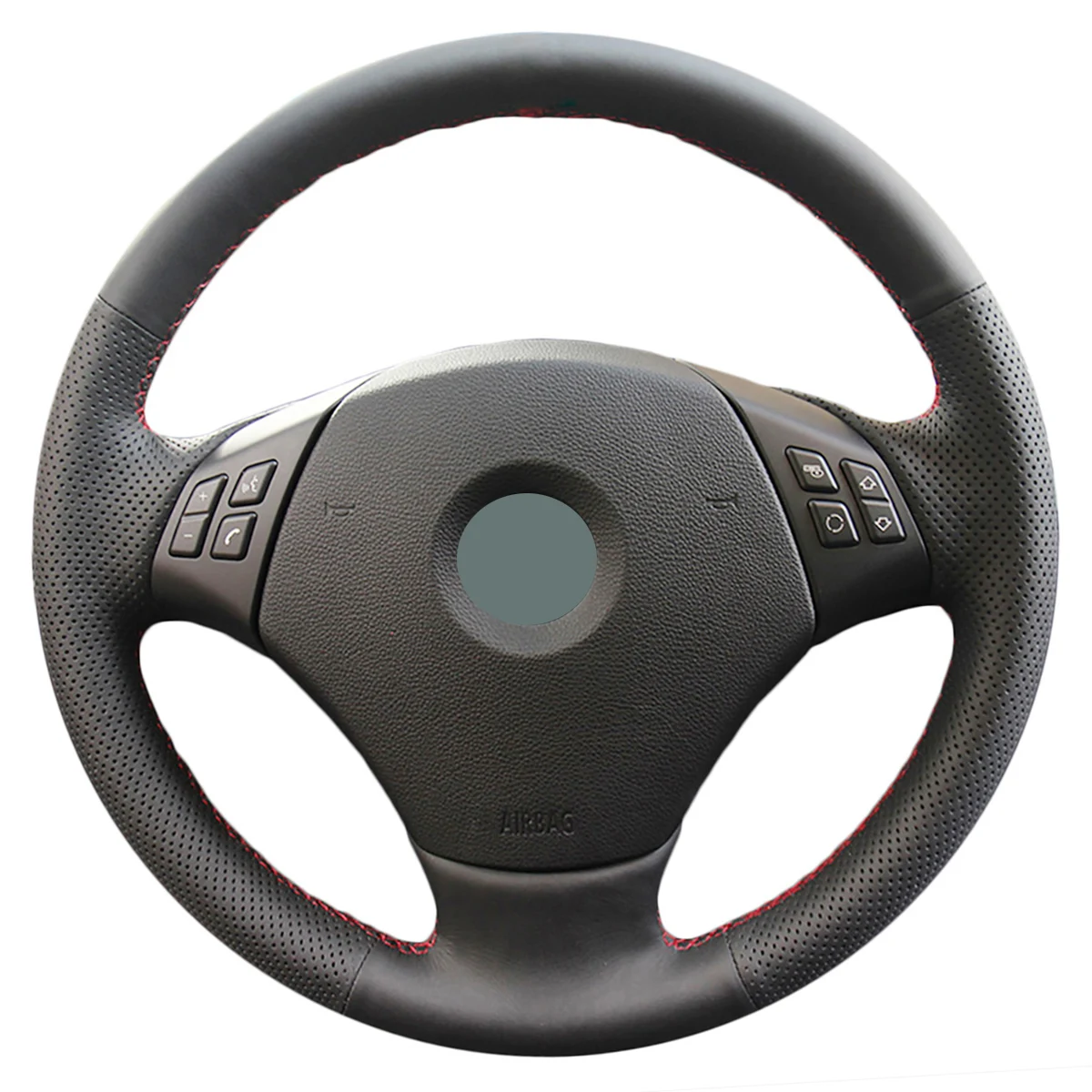 

Чехол Yuji-Hong Чехлы рулевого колеса автомобиля для BMW 320 325i 330 530 X1, прошитый вручную черный чехол из искусственной кожи