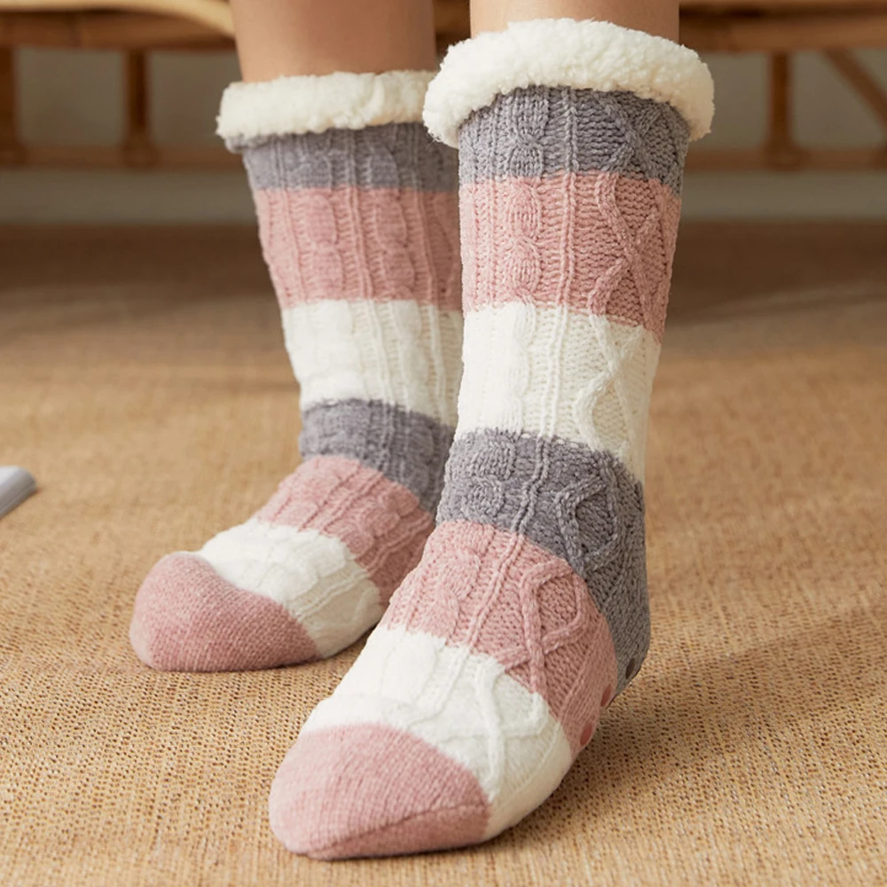 

Winter Women Socks Patchwork Fleece Thicken Socks Sleepwear Homewear Floor Socks Female Warm Fluffy Stocs