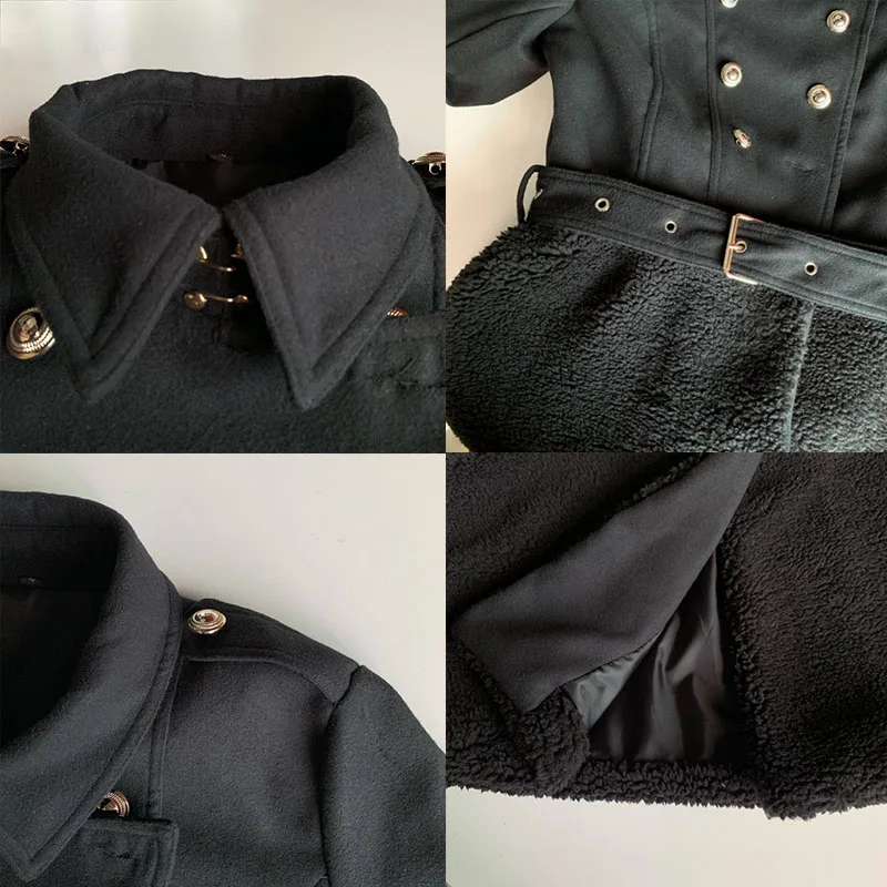 

Winter Women Warm Coat A-line Fashion Simple European Office Lady Lapel Elegant Thickened Slim Outwear Woolen Coats Oversize