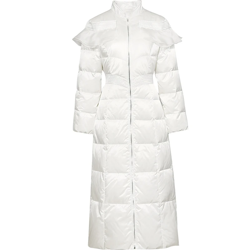 2019 женская зимняя одежда с высокой талией модное дизайнерское пуховое пальто