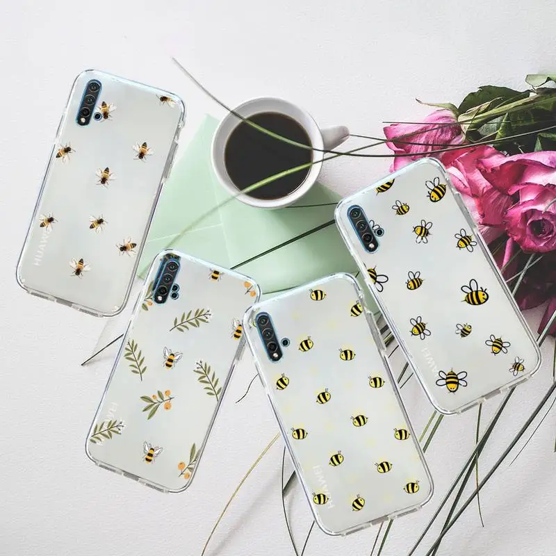 

Cute cartoon animal bee Phone Case Transparent for Huawei honor P mate 40 20 30 10 50 i 9 x mate pro lite 8a