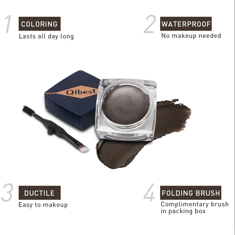 Крем для окрашивания бровей QIBEST стойкий водостойкий устойчивый к появлению