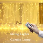 Светодиодная Рождественская Декоративная гирлянда с дистанционным управлением, USB, гирлянда, оконная занавеска, празднисветильник ильник для спальни, Декоративная гирлянда, лампа-вспышка