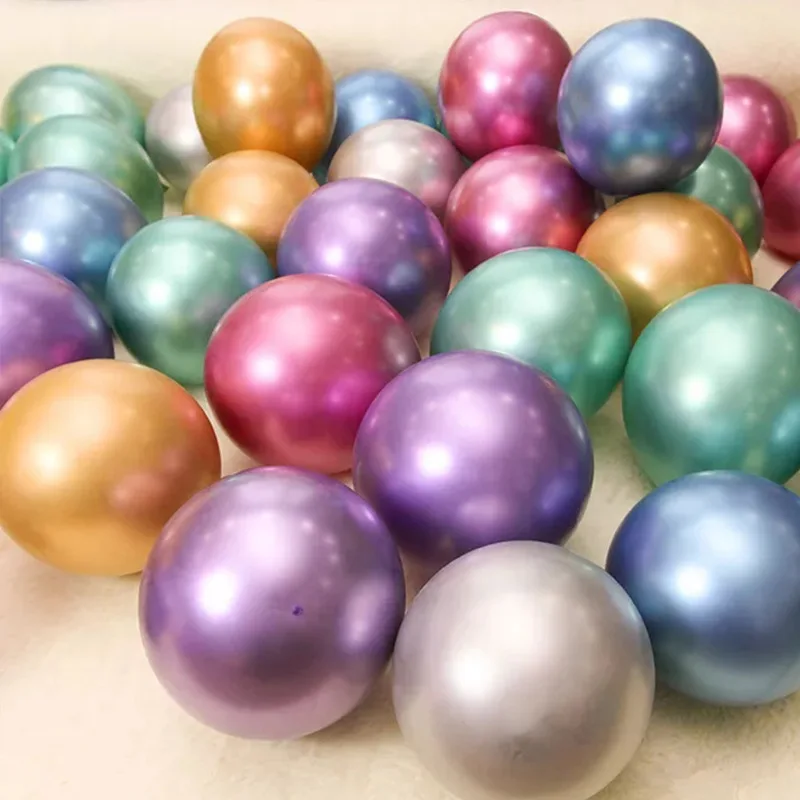 

50Pcs 10inch Glossy Metal Pearl Latex Balloons Thick Chrome Metallic Colors helium Air Balls Globos Birthday Party Decoration
