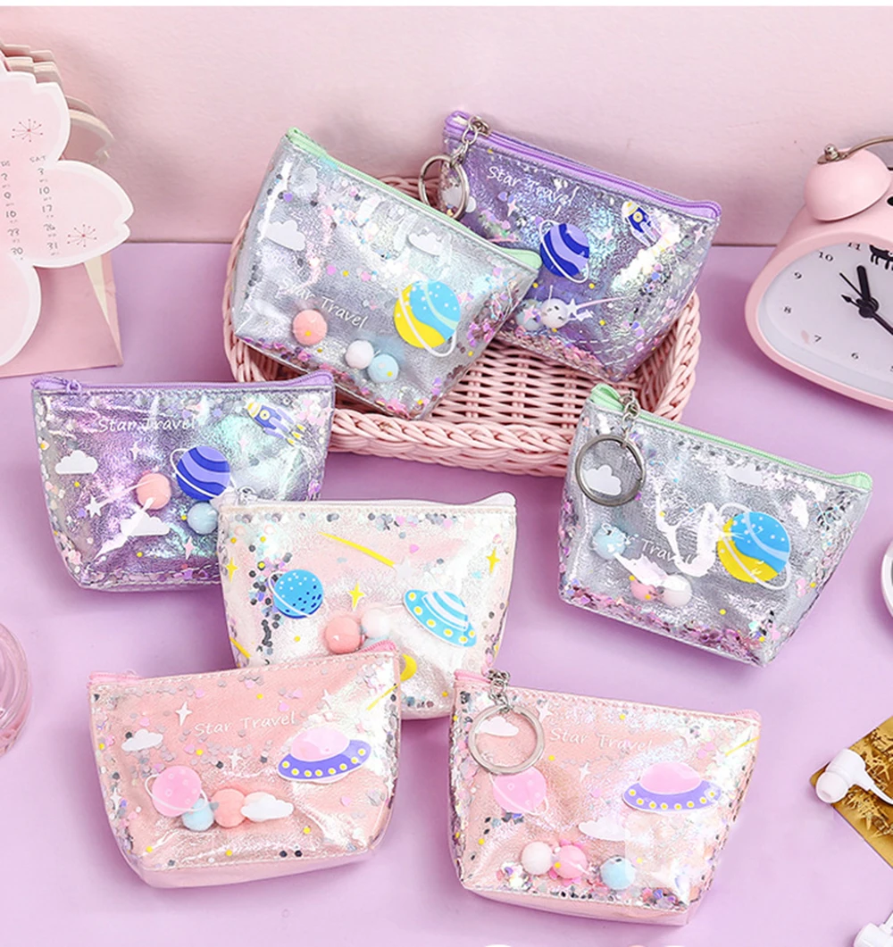 1 шт., Kawaii, лазерная ручка для хранения зыбучих песков, большая косметичка для девочек, Подарочная полиуретановая сумка для офиса, школы, путешествий, чехол для переноски