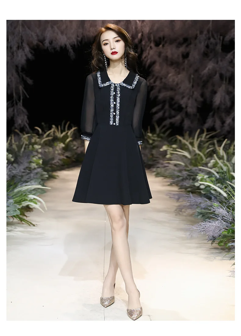 Черное сексуальное женское платье знаменитости для вечеринки подростков