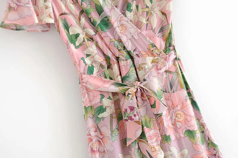 Винтажное шикарное женское платье в стиле хиппи розовое богемное с цветочным