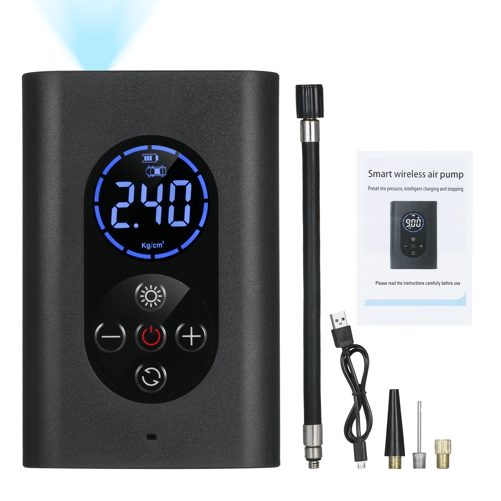 

Tire Inflator Portable Air Compressor 150PSI Electric Air Pump with Pressure Gauge LED Light 4000mAh USB Rechargeable Power Bank