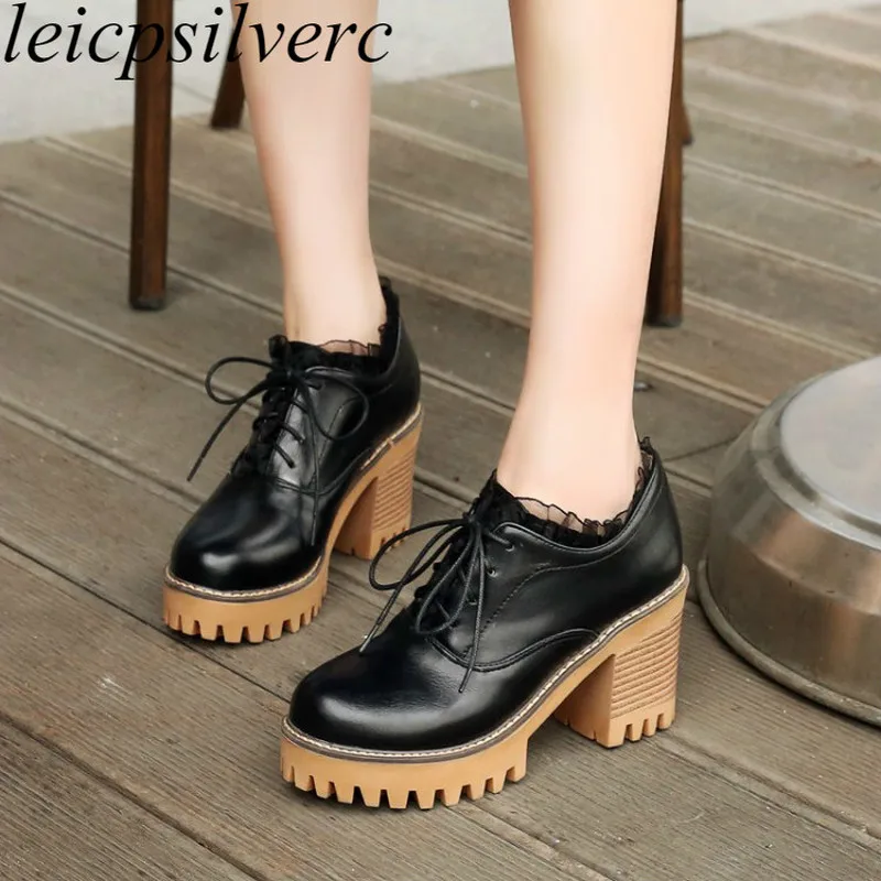 Женские туфли лодочки из искусственной кожи на высоком каблуке с круглым носком