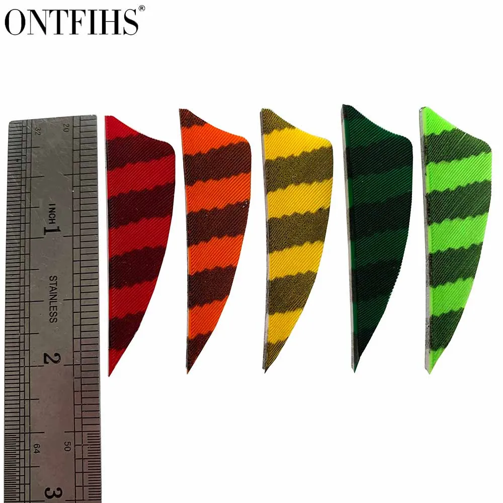 

50 Pcs ONTFIHS 2" Shield Cut Archery Fletches Arrow Feathers Striped Turkey Feather Hunting Accessories 2Inch Schield Fletchings