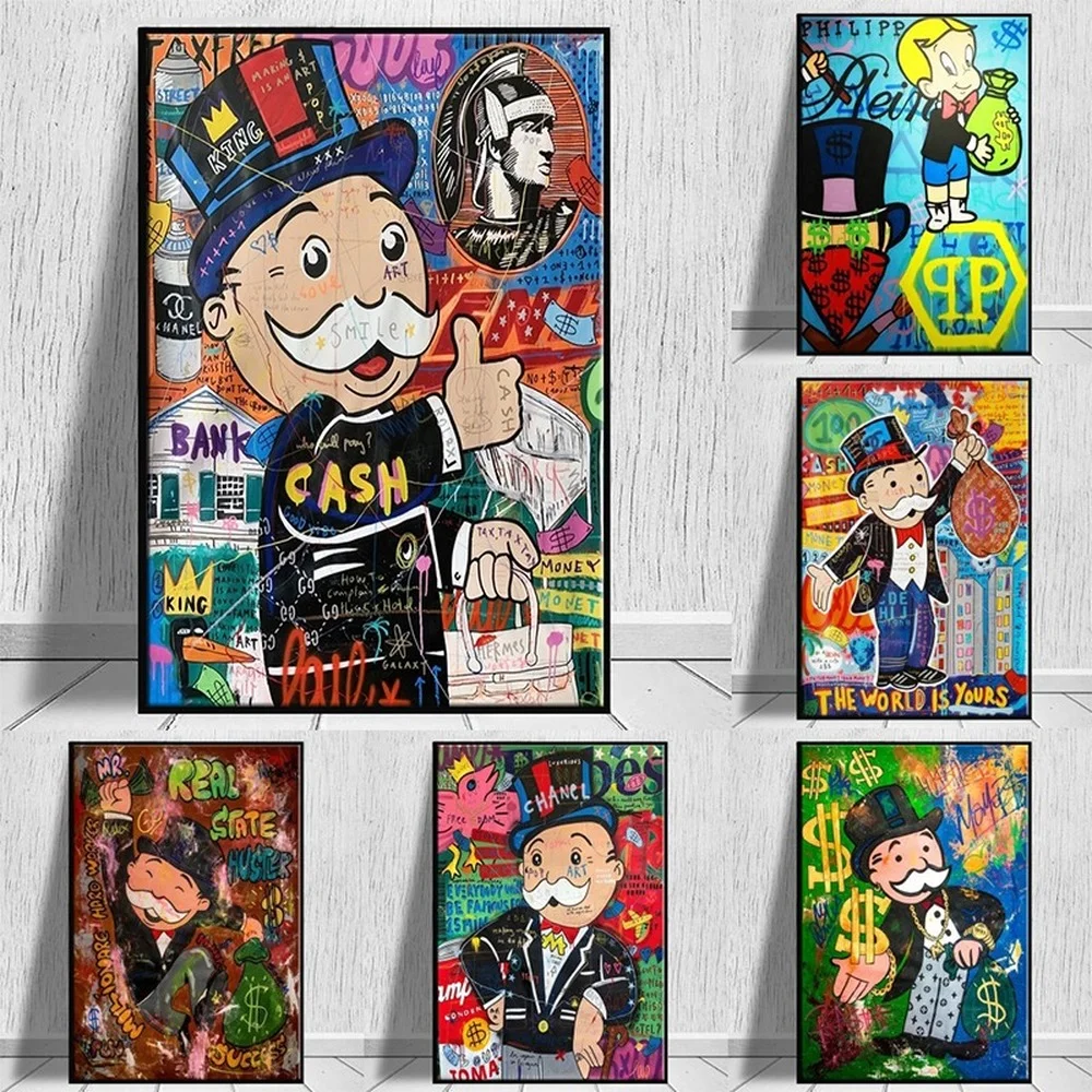 

Money Graffiti Poster Art Painting Canvas Painting and Printmaking Abstract Wealthy Street Modern Room Living Room Wall Painting