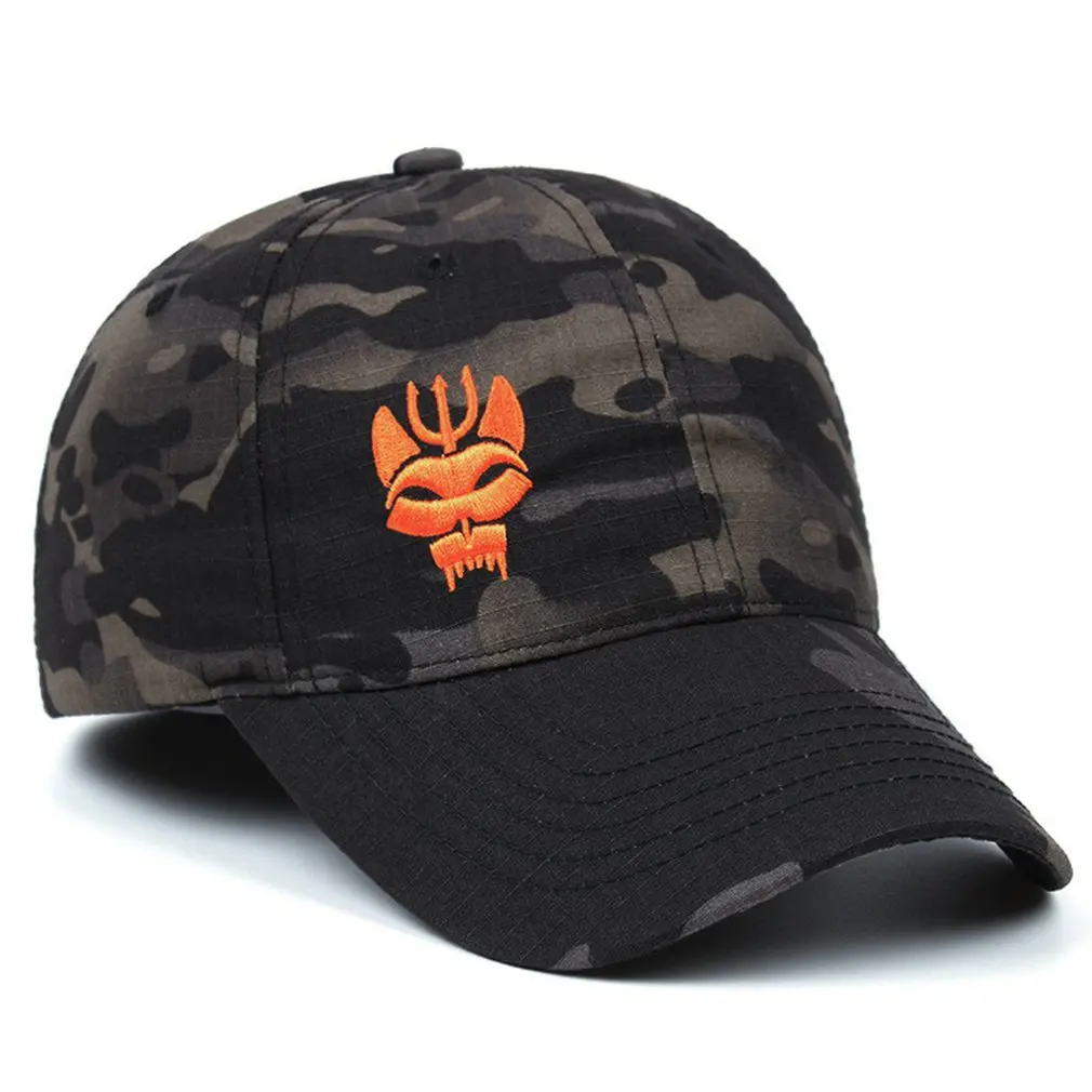 

Новинка 2021, камуфляжная бейсболка с карателем, Мужская кепка для рыбалки, Мужская Уличная камуфляжная фальшивая тактическая походная Кепка...