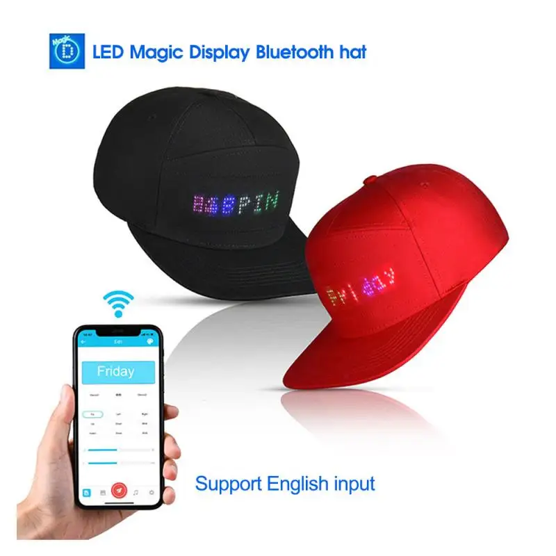 Bluetooth LED крутая шапка программируемая прокручивающаяся бейсбольная кепка с