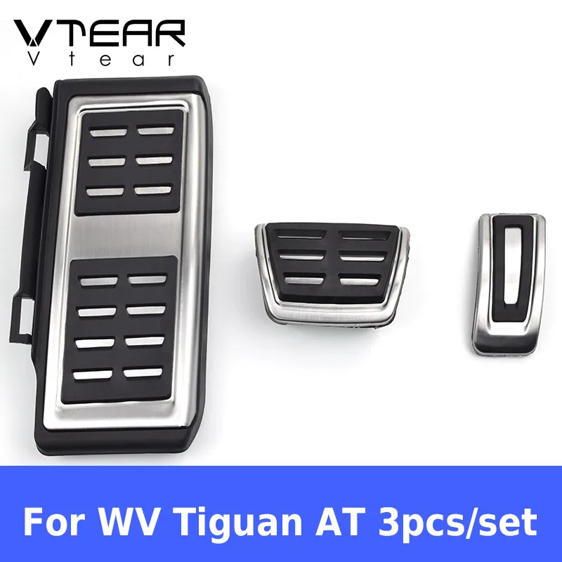 AT 3pcs Vtear для VW mk2 Tiguan тигуан автомобильный акселератор масло Подножка педаль муфта сцепления тормозной дроссель беговые дорожки аксессуары для интерьера,автотовары - Название цвета: AT 3pcs