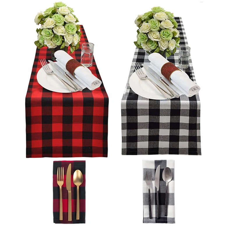 Хлопок Buffalo Plaid Настольная дорожка салфетка для повседневного место установки