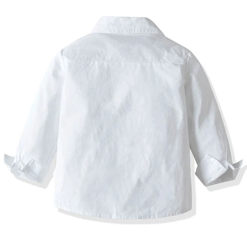 Детский Повседневный Костюм Джентльмена белая рубашка и джинсы на ремешках |