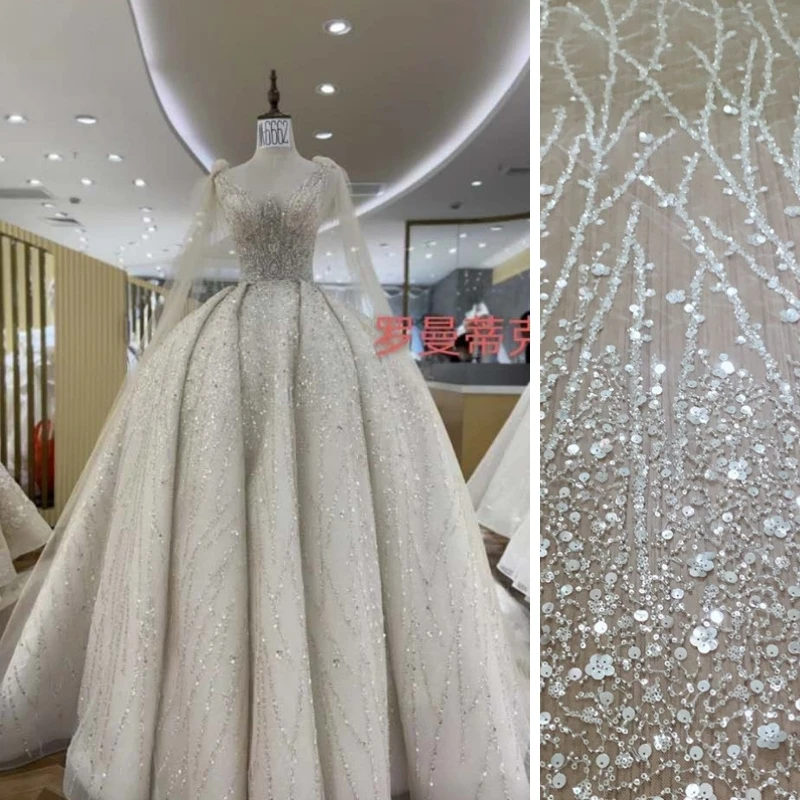 Новое серебряное нигерийское свадебное платье с красивой вышивкой бисером