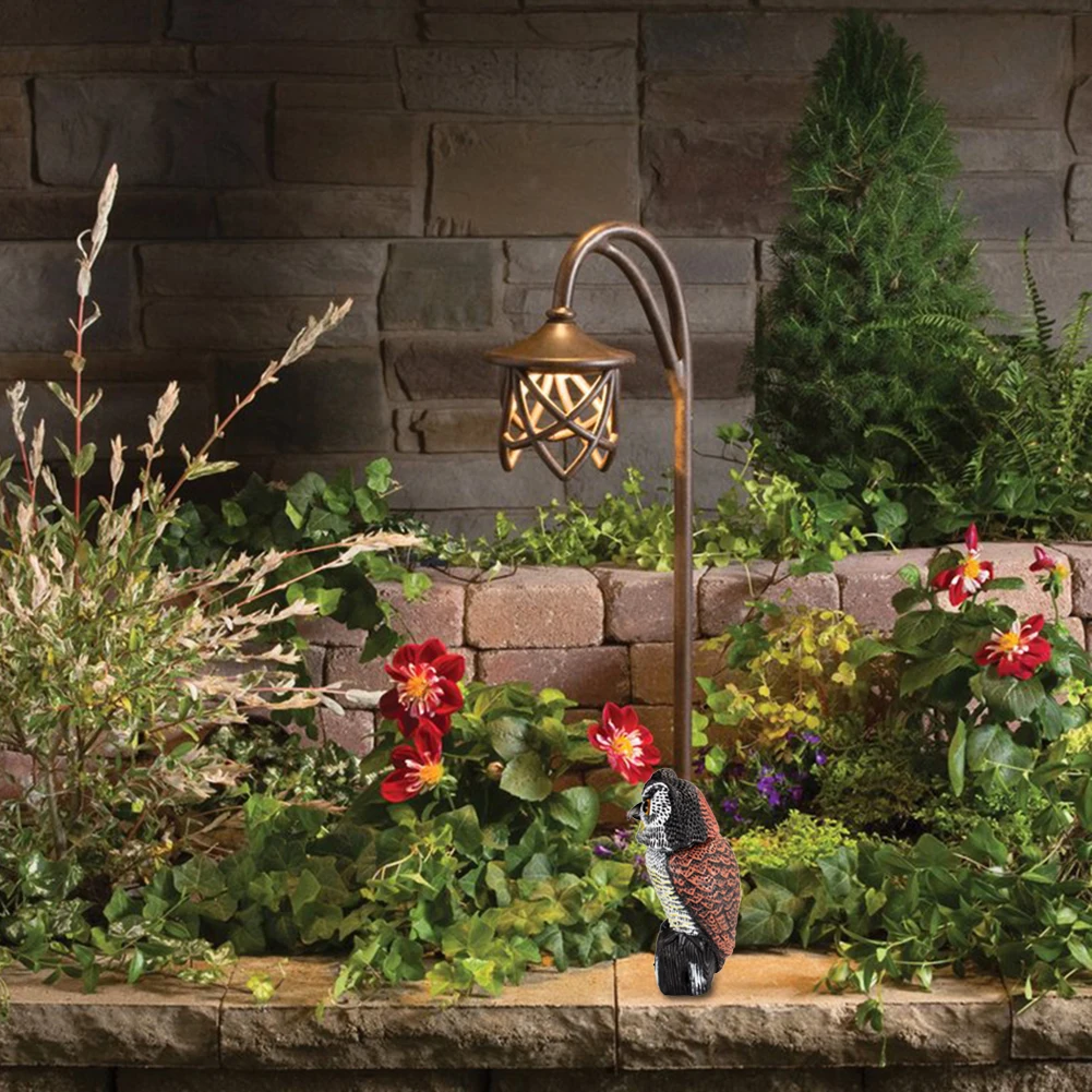 

Owl Decoy Tweet Natural Enemy Pest Deterrent Scarecrowwith Rotating Bird