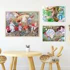 Винтажный Сказочный постер с иллюстрациями, Лесной детский постер с изображением феи, белки, грибов, Детские картины на холсте, настенные художественные картины