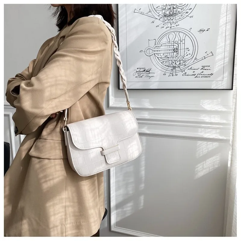 

European and American High Quality Stone Pattern Single Shoulder Messenger Handbags 2020 New Ladies Portable Small Square Bag