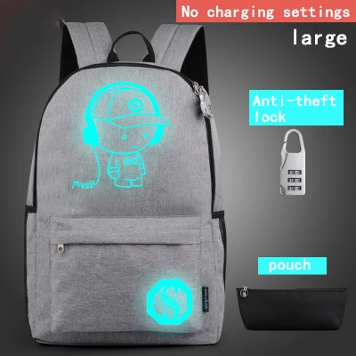style 3 gray music Водонепроницаемый Школьный рюкзак, студенческий, светящийся, с USB зарядкой, Противоугонный, для подростков, девочек и мальчиков, для 11, 12, 13, 14, 15, 15,6, 17,3, сумка для ноутбука - Цвет: style 3 gray music