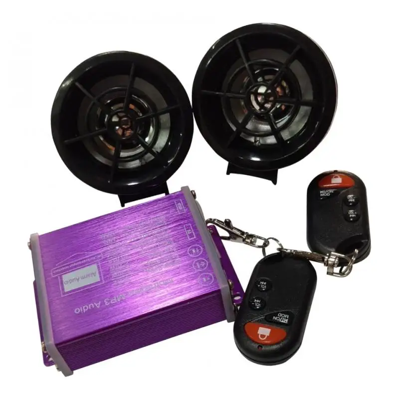 

Motorcycle Scooter Audio Systems, Waterproof ATV UTV Speakers Stereo Sound System Support USB, SD, MMC Card, 2-Speaker (Black)