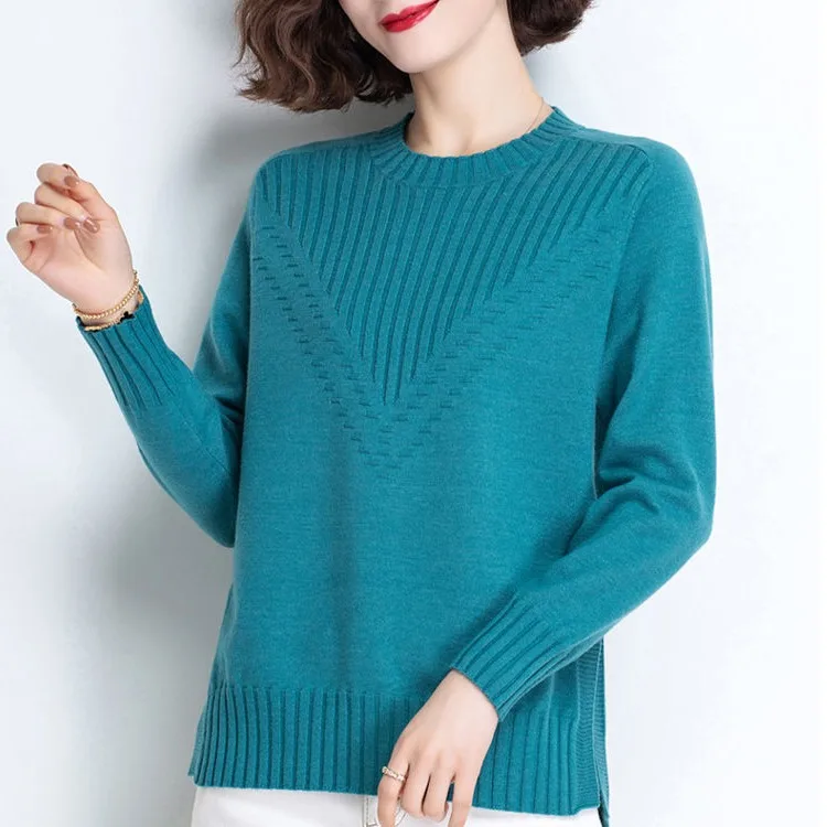 new round neck sweater pullover ladies loose autumn/winter wear outer jacket knitted cashmere long-sleeved  shirt